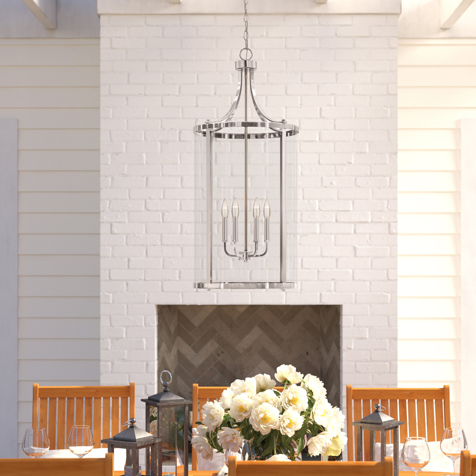 Wayland Chandelier, 34" H x 16" W x 16" D, Polished Nickel, 6 Lights