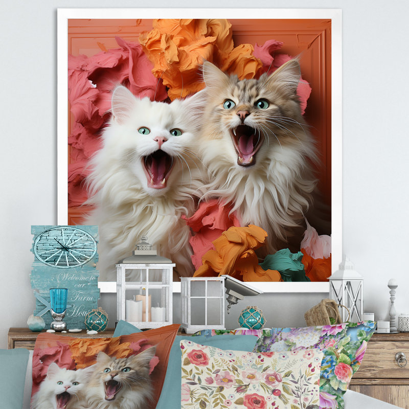 Pixiebob Playmat Cats I - Chat, art mural, salon, Cadre simple blanc, H 16 po x l 16 po x P 1 po