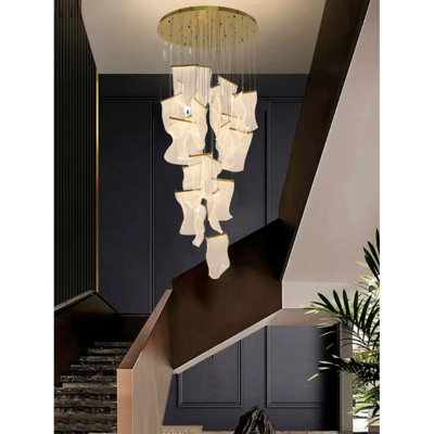 Transitional 24-Light Brass LED Acrylic Sheet Pendants