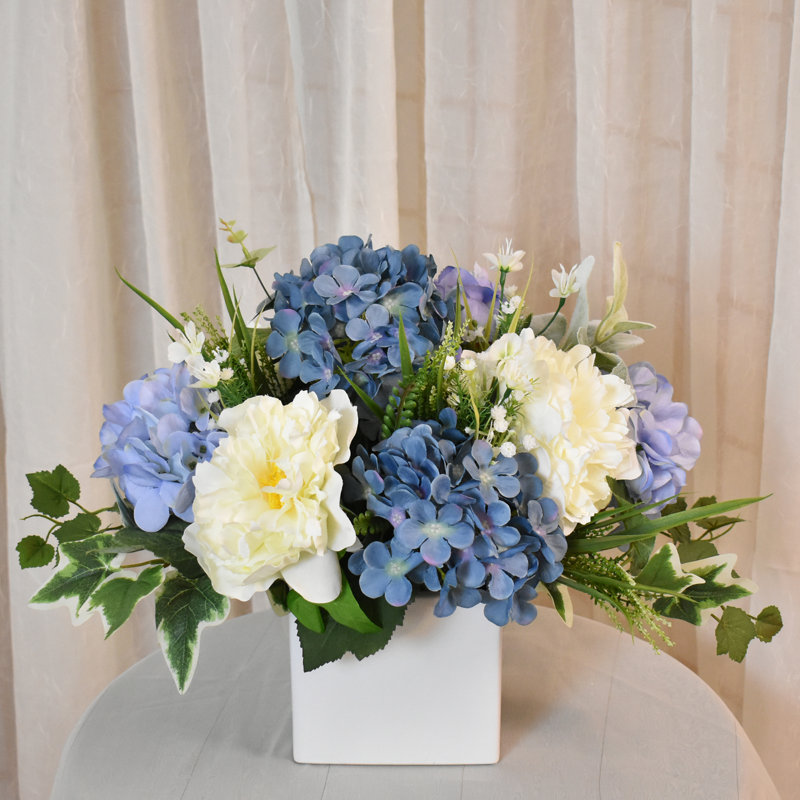Blue and White Hydrangea Floral Arrangement