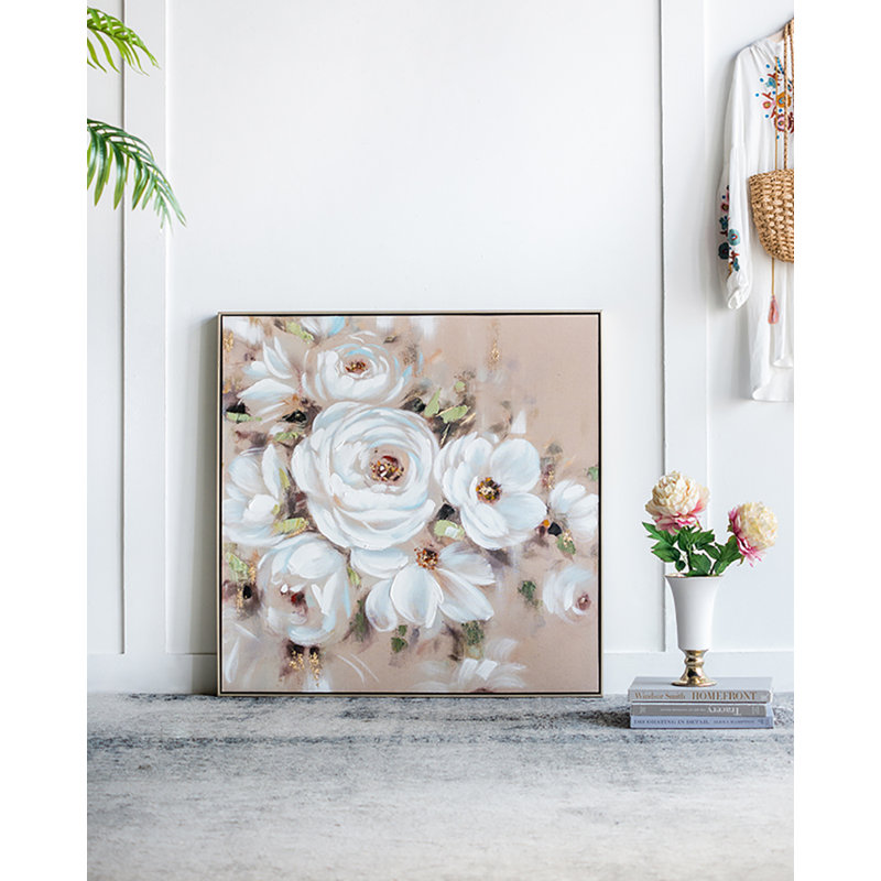 Olive Square Framed Flower Canvas Wall Art