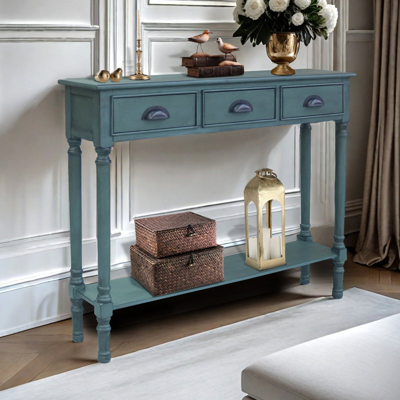 Pearsall 39.5'' Solid Wood Console Table, Peacock Green