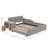 Ilyne Full Size Upholstered Bed, Mother & Child Bed with Bedside Desk and Little Round Stool-1789566889