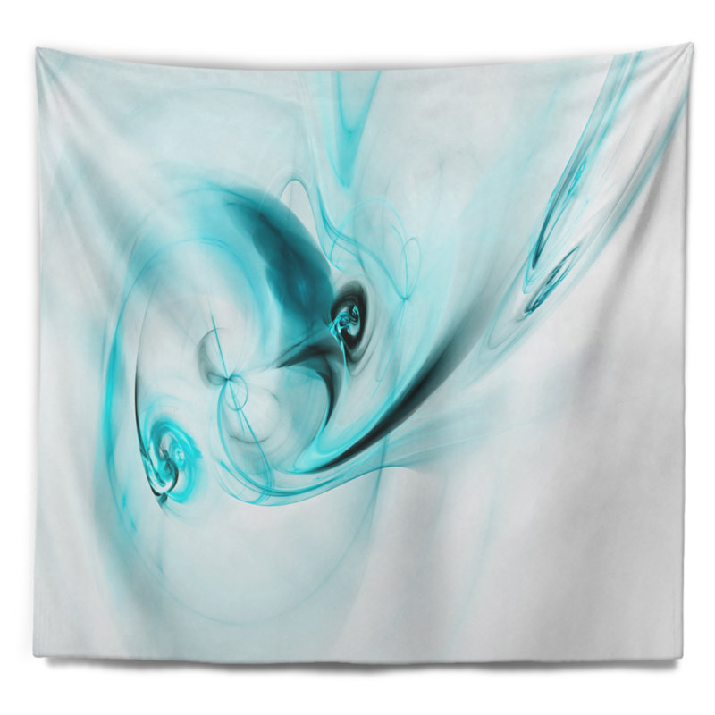Tapisserie bleue claire fumée colorée Abstract, H 32 po x l 39 po