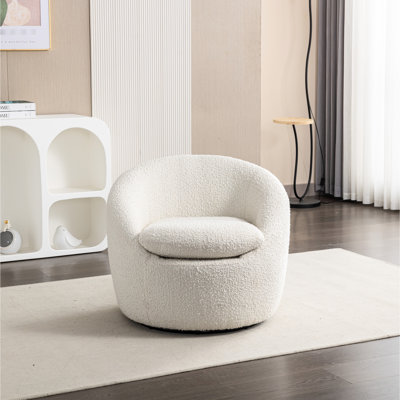 Fauteuil pivotant 360 en tissu blanc - base moderne avec assise confortable, idéale pour le salon, la chambre à coucher, le siège, le blanc et un espace de détente