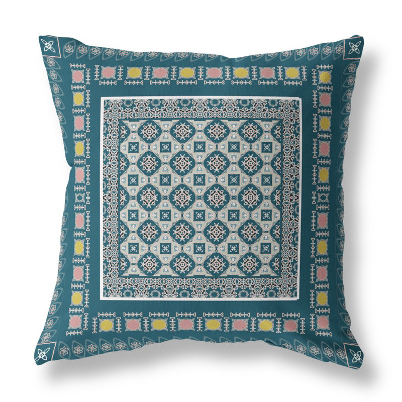Coussin 18 po x 18 po Broadcloth, Bleu / beige
