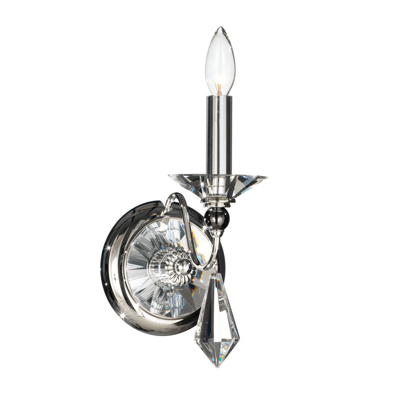 Jasmine 1 - Light Candle Wall Light, Polished Silver / Optic Clear