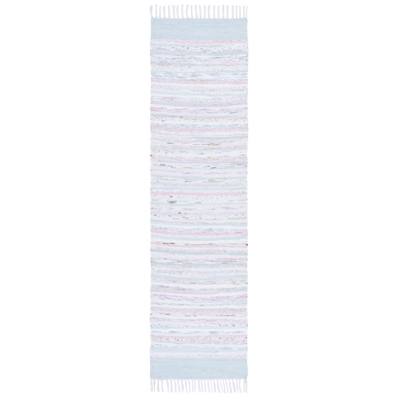 Tapis abstrait en coton tissé à la main Rag Rug 401, Tapis de couloir 2 pi 3 po x 8 pi