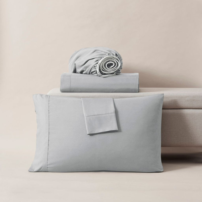 Ensemble de draps en micro-fibre, Très grand séparé, Gris argenté