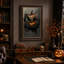Citrouille orange avec texture bleu sarcelle et toile d'Halloween mystique-1853831768