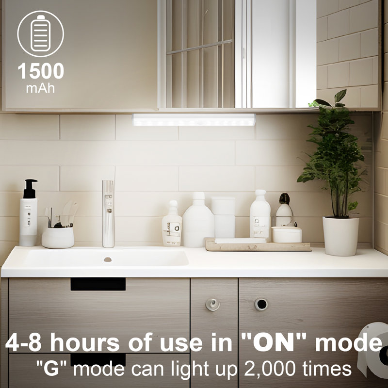 3Colors Wireless Rechargeable Motion Sensor Light,9.8Inch 24LED Battery Under cabinet Light（set of 2）
