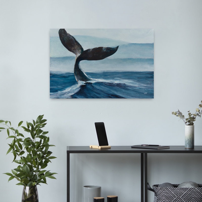 Whale Tail Contemporary Whale Animal Ocean Wall Art Print, 40.64cm H x 60.96cm W