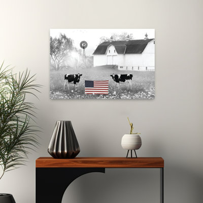 Patriotic Cows Whimsical Abstract Contemporary Cow Landscape Summer Art