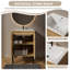 Ensemble de meuble-lavabo simple autoportant avec lavabo en résine à surface solide intégré, portes d'armoire cannelées et pieds en métal-469353321-469353323