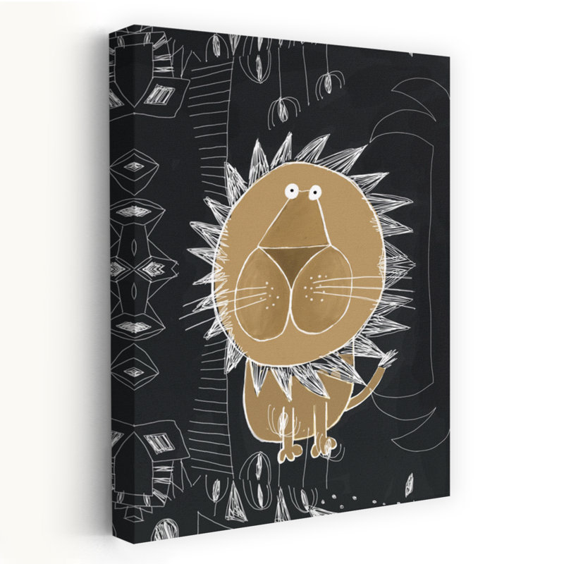 Cute Jungle Lion Abstract Playful Whimsical Lion Nature Wildlife Wall Art Print by Carla Daly - Wrapped Canvas Print