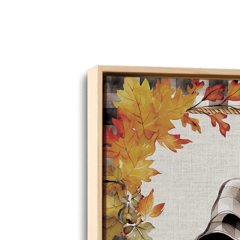 «Fall Ribbon Pumpkin» par Nicole DeCamp, reproduction d'art, L 12 po x H 12 po, Érable, Toile avec cadre