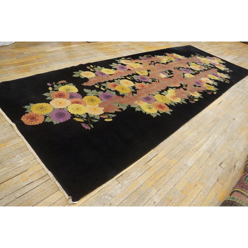 Tapis de couloir noir antique Antique Art Deco