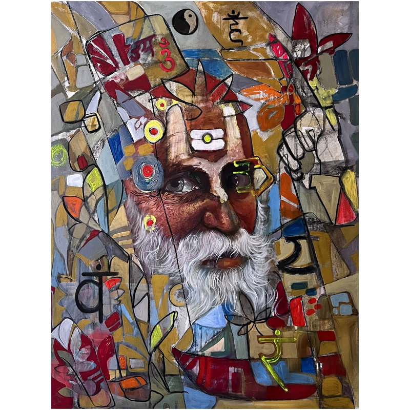 Sadhu - Art mixte sur toile | Peinture de Mk Goyal