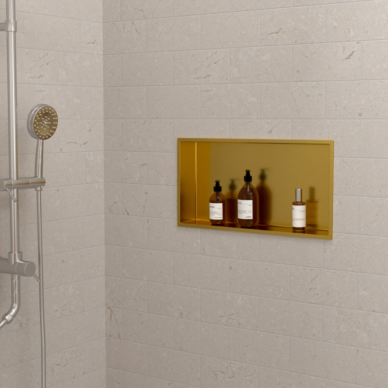 Niche de douche en acier inoxydable 24 po x 12 po Niche de salle de bain Niche de savon mural Organisateur de décoration rectangulaire pour le rangement horizontal