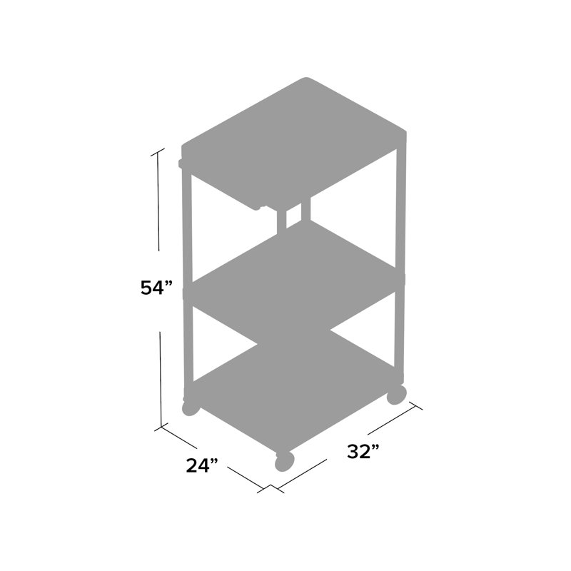 LP Carts Series High Open Shelf AV Cart, 54" H x 32" W x 24" D