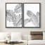Monstera, croquis de feuilles, duo, illustrations de plantes florales, art moderne, panoramique, noir et blanc-101752756
