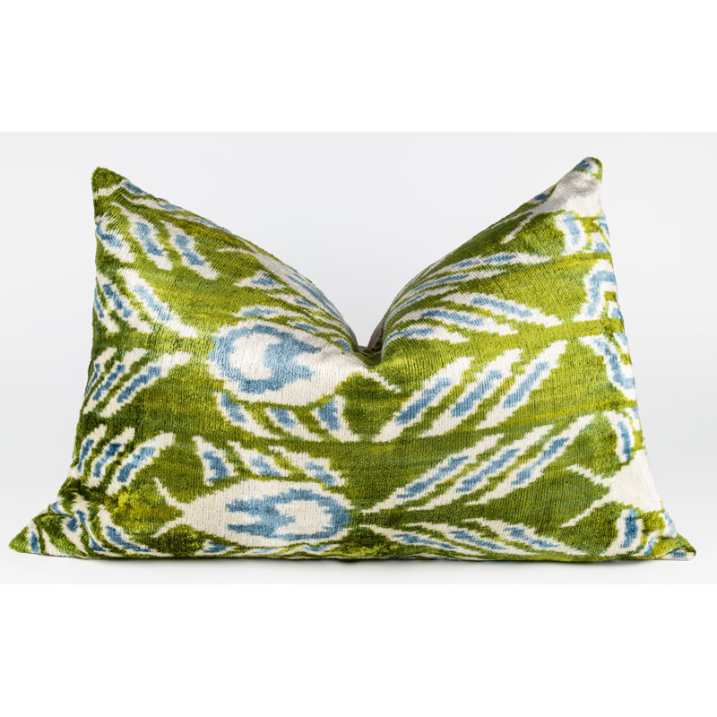 Silk Lumbar Rectangular Pillow Cover & Insert, Green/Blue/Geometric/Floral