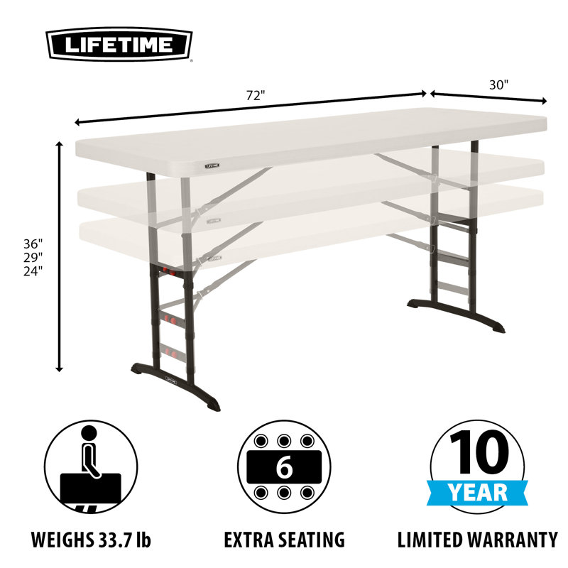 LIFETIME 6-FOOT ADJUSTABLE HEIGHT TABLE