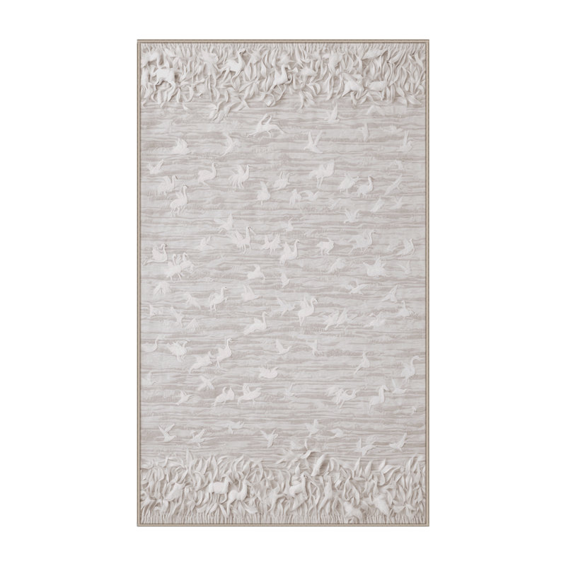 Tapis beige soyeux et moelleux, Tapis de couloir 2 pi x 5 pi