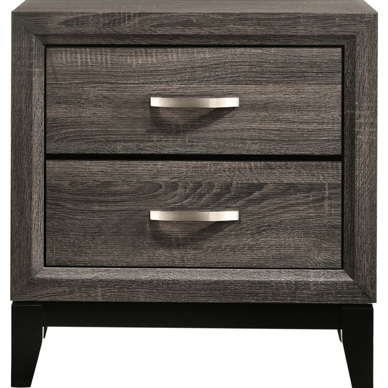 Table de chevet 2 tiroirs Grey Oak