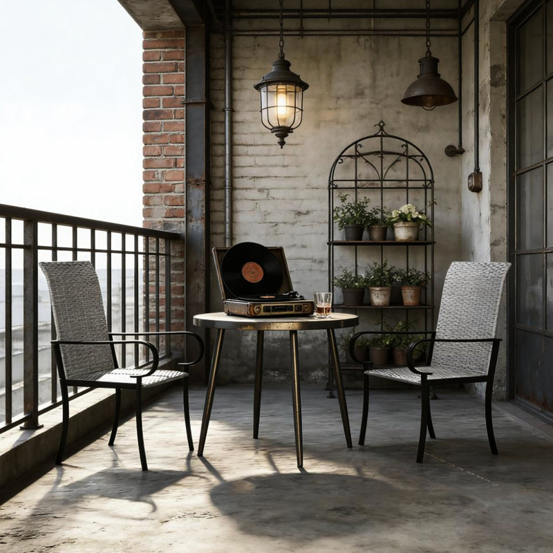Lot de 2 chaises de salle à manger avec dossier haut et assise profonde, en PE et acier, antirouille, pour terrasse ou patio. Assemblage requis.