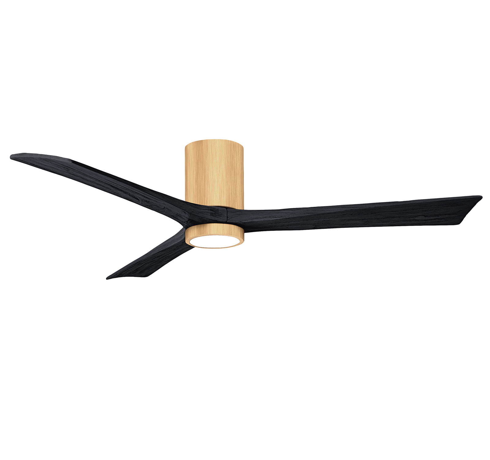 Olivier 3 Blade Ceiling Fan with LED Light Kit, Matte Black, Light Maple, 60"