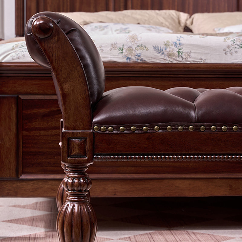 Banc en cuir massif de style rétro pour la chambre à coucher et le vestibule
