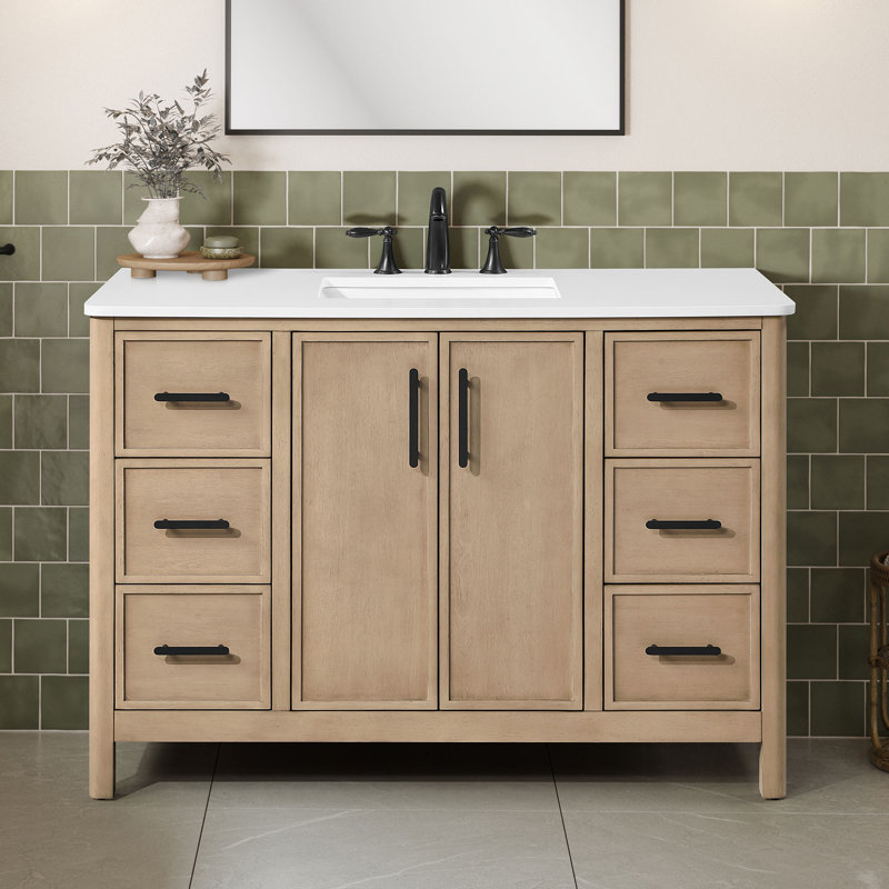 OVE Decors Solas 48 po Meuble-lavabo autoportant simple en bouleau Sahara, 48", Bouleau Sahara