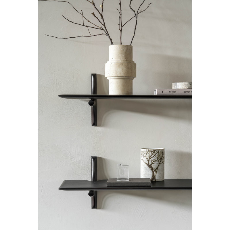 PI Mahogany Solid Wood Bracket Shelf, 11" H x 66" W x 14" D