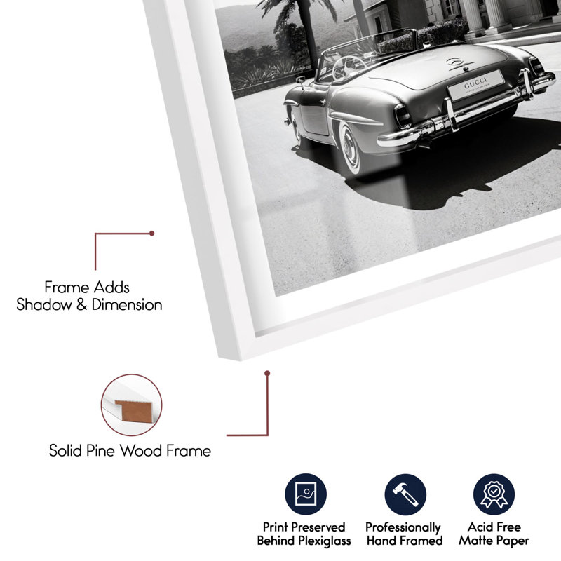 Roadster Shadowbox Print par Notoriart, H 25 po x l 17 po, Blanc