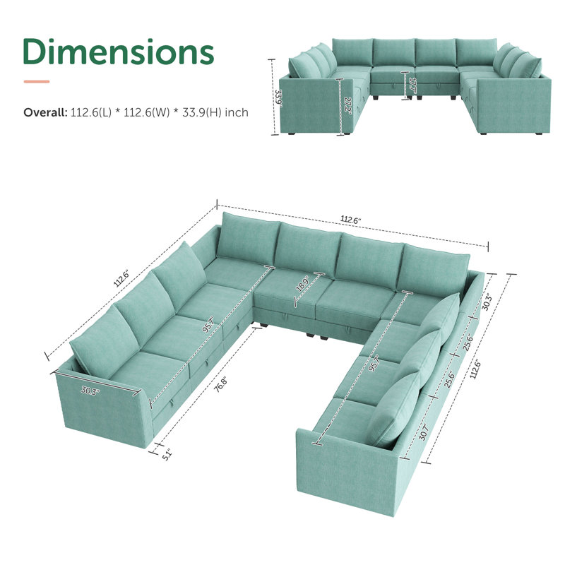Très grand canapé modulaire d'angle modulaire, Polyester bleu