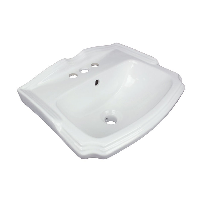 White Ceramic Wall-Mount Bathroom Sink with Overflow