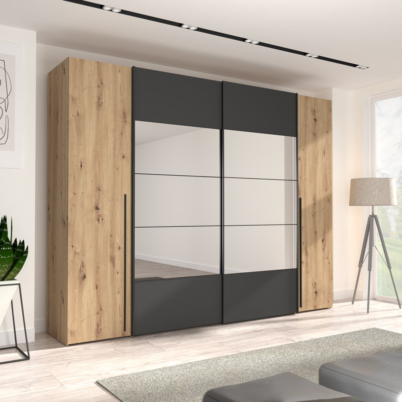Koran No Wardrobe, 210.5cm H x 270.3cm W x 61.2cm D, Artisan Oak/Black