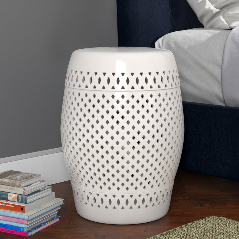 Tabouret de jardin en céramique Duro, Blanc
