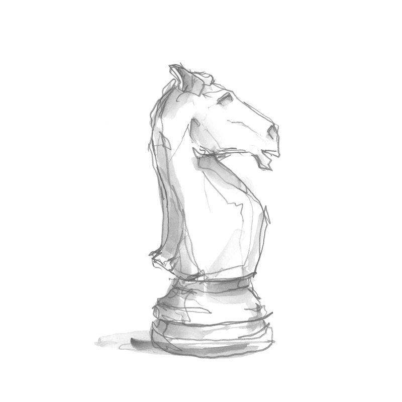 Chess Piece Study I by Ethan Harper - Print on Canvas, 30 cm H x 20 cm W, Black Floater Framed