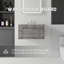Meuble-lavabo suspendu de 76 cm (30 po) avec lavabo en céramique, comptoir et dosseret en marbre reconstitué, portes à fermeture amortie, tablette de rangement latérale ouverte, armoire en contreplaqué, gris-1057666602