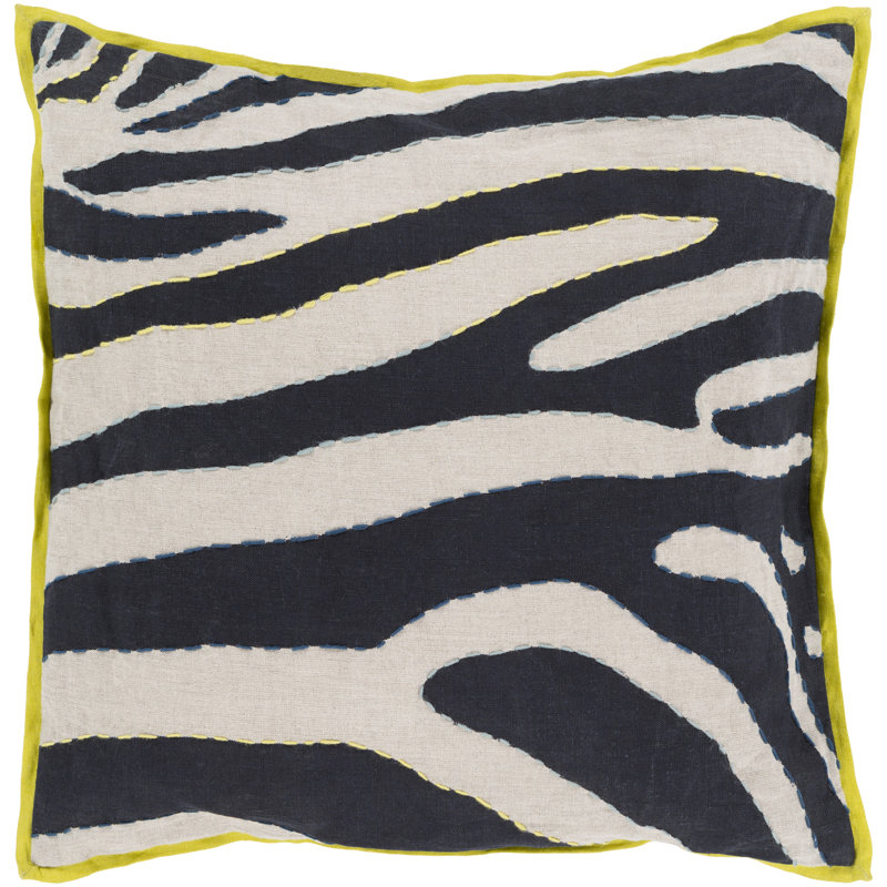 Zebra Animal Print Pillow Cover, Ivory/Dark Purple, 22" x 22"