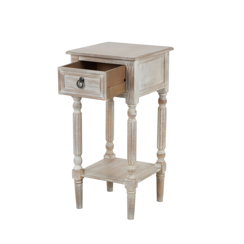 Charlee End Table, Brown with White Wash