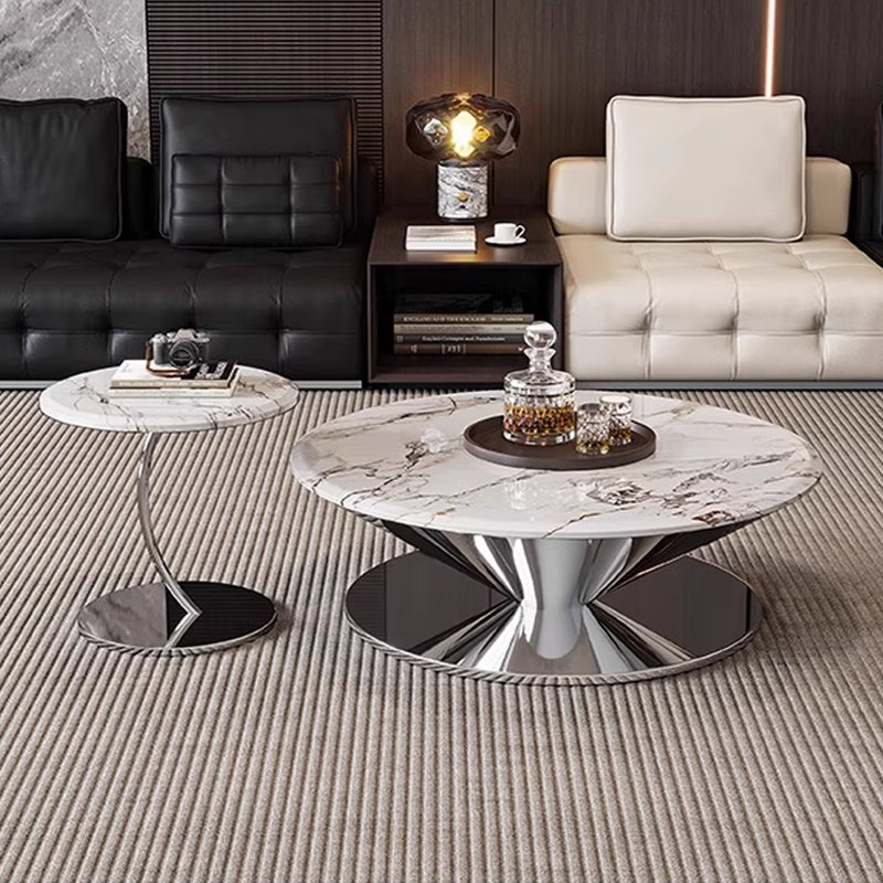 Table basse Minimalist UFO, H 14,96 po x L 35,43 po x l 35,43 po, Blanc