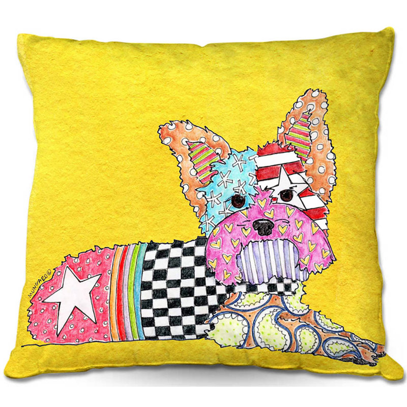  Coussin Couch Yorkie Dog, 18 po x 18 po, Turquoise