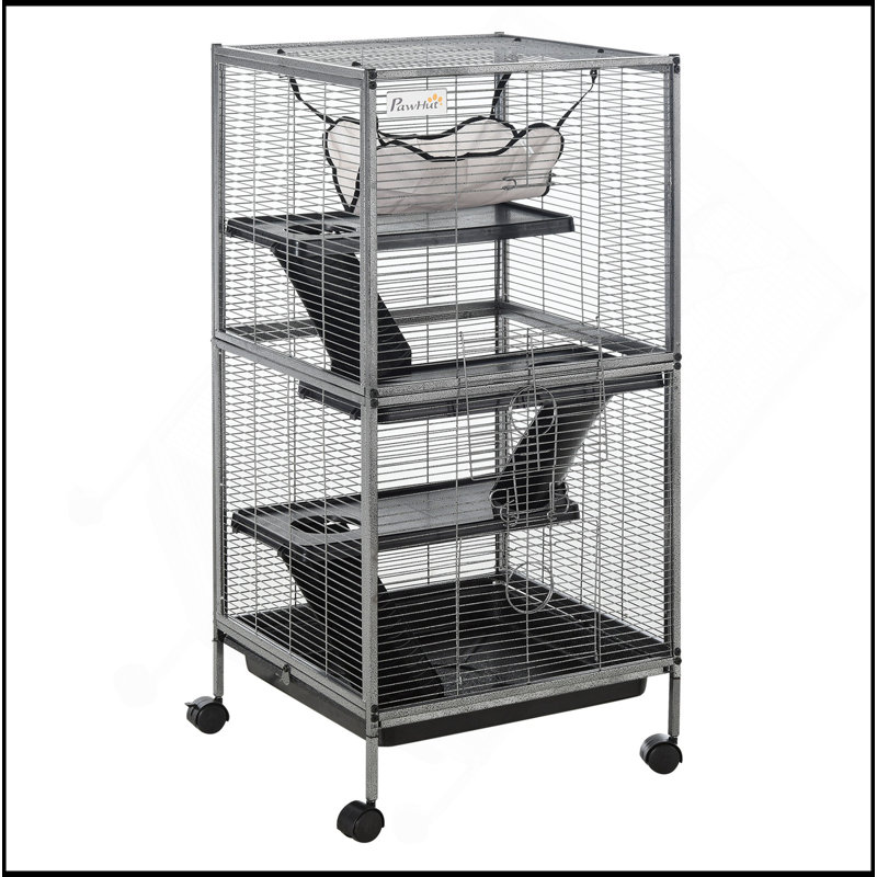 Cage en métal pour petits animaux, grande cage de furet, cage Chinchilla, cage à sucre, avec hamac et 4 niveaux, plateau amovible