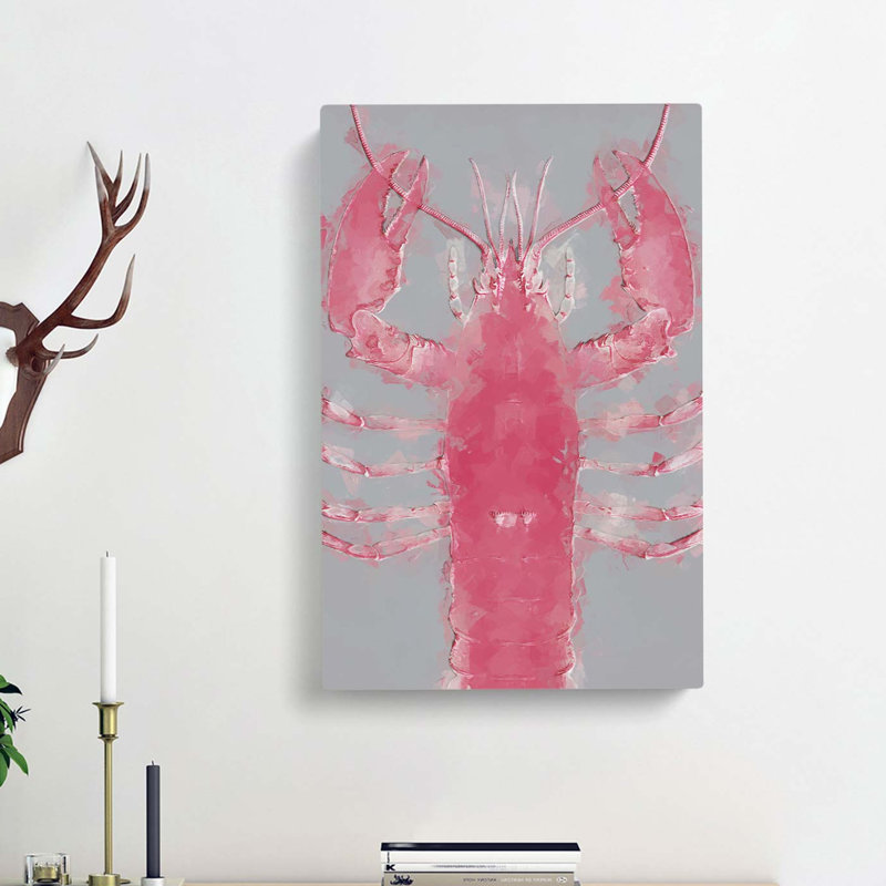 The Pink Lobster in Abstract - Wrapped Canvas, 76cm H x 50cm W x 3cm D