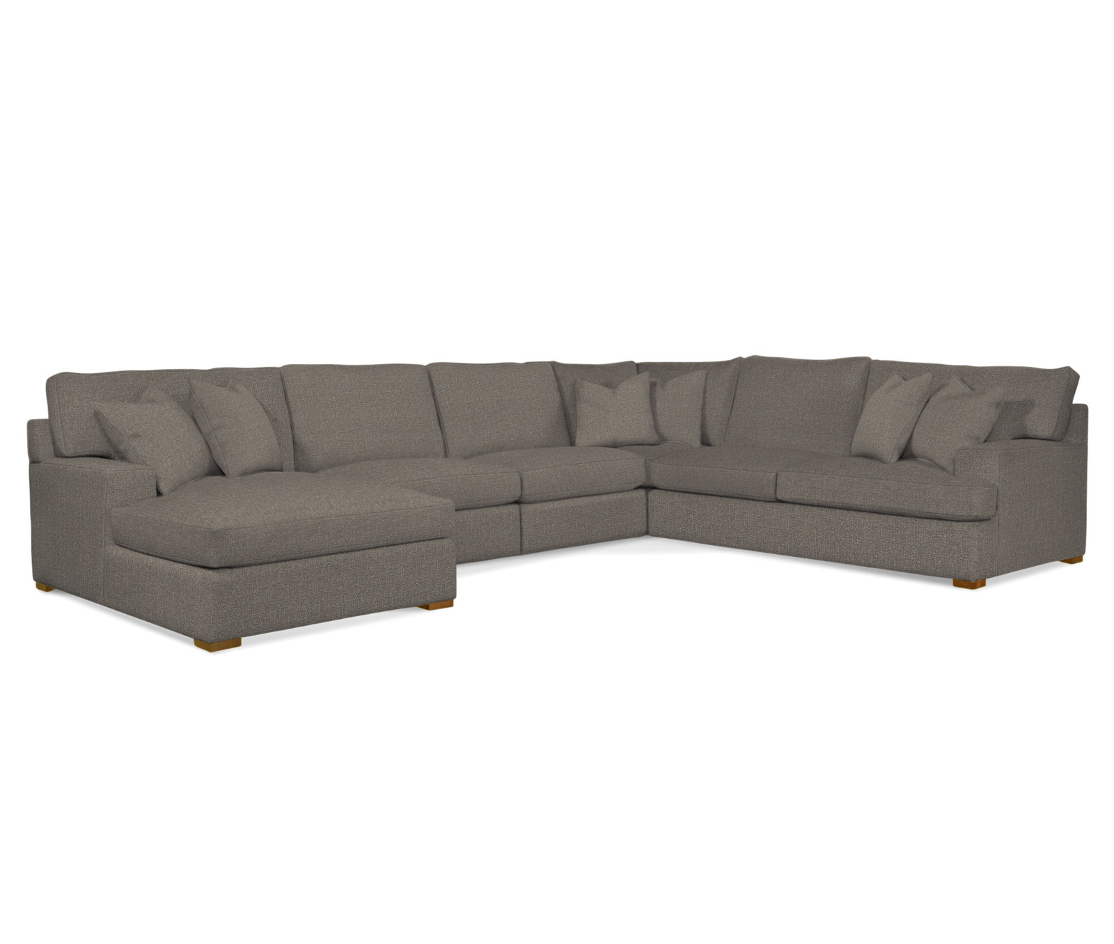 Cambria Upholstered U-Sectional, Havana Finish, Gray Sugar Performance; 0863-84, Right Hand Facing