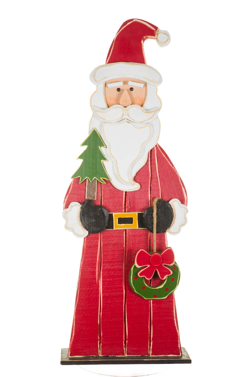 The Holiday Aisle® Red Wooden Santa Display with Wreath | Wayfair