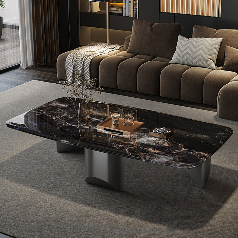 Rectangular supercrystalline stone coffee table, 14.6" H x 47.2" W x 27.6" D